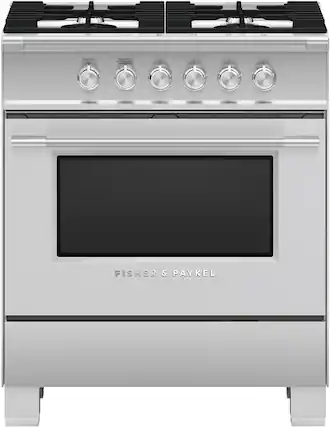 Front. Fisher & Paykel - Classic Series 3.5 Cu. Ft. Freestanding Gas True Convection Range - Brushed Stainless Steel/Black Glass.