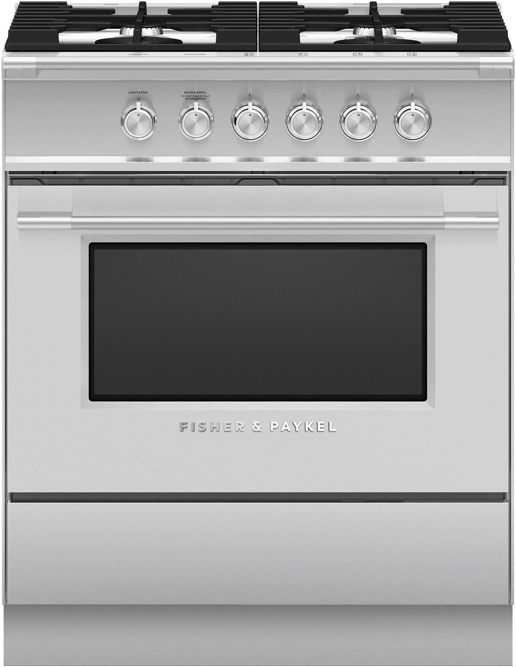 Alt View 11. Fisher & Paykel - Classic Series 3.5 Cu. Ft. Freestanding Gas True Convection Range - Brushed Stainless Steel/Black Glass.