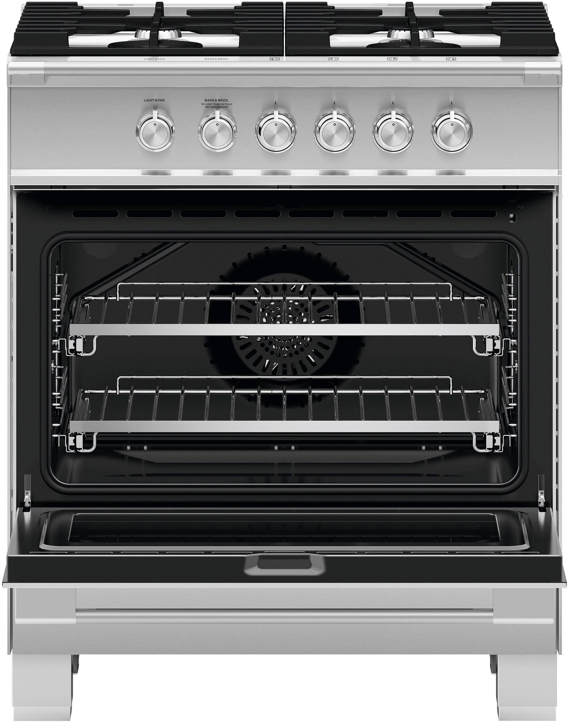 Alt View 13. Fisher & Paykel - Classic Series 3.5 Cu. Ft. Freestanding Gas True Convection Range - Brushed Stainless Steel/Black Glass.