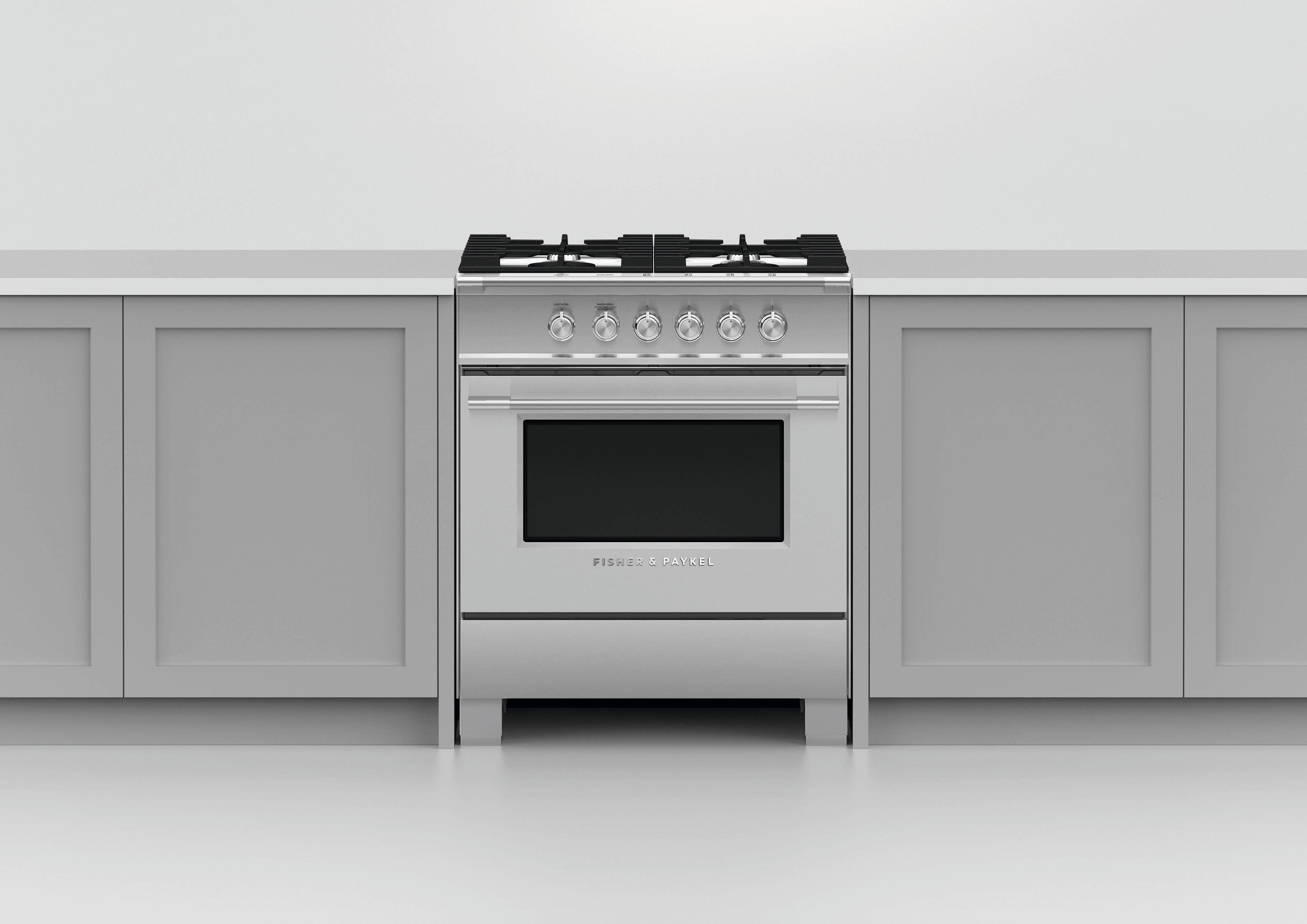 Alt View 14. Fisher & Paykel - Classic Series 3.5 Cu. Ft. Freestanding Gas True Convection Range - Brushed Stainless Steel/Black Glass.
