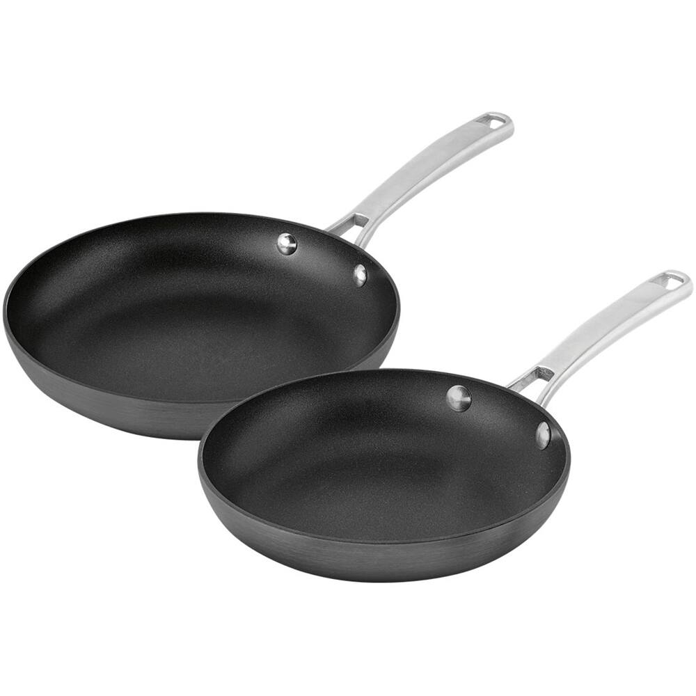 Angle. Calphalon - Calphalon Classic™ Hard-Anodized Nonstick 2-Piece Fry Pan Set - Gray.