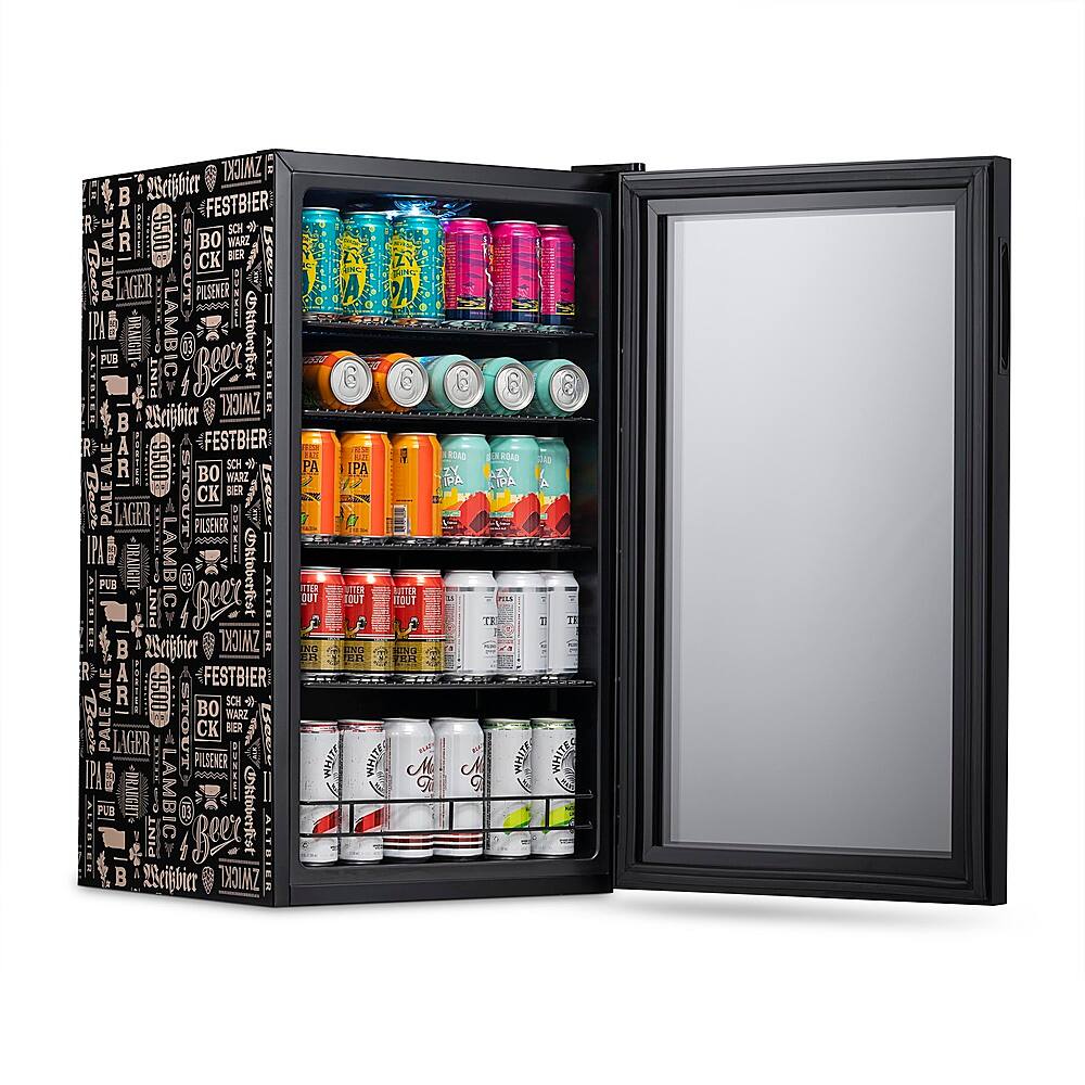 Alt View 15. NewAir - 126-Can Beverage Cooler with “Beers of the World” Custom Wrap, Glass Door, Custom, SplitShelf and 7 Temperature Settings - Black.