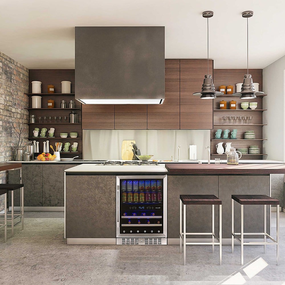 Alt View 17. NewAir - 24” Built-in Dual Zone 20 Bottle and 70 Can Wine and Beverage Fridge with SplitShelf™ and Smooth Rolling Shelves - Stainless steel.