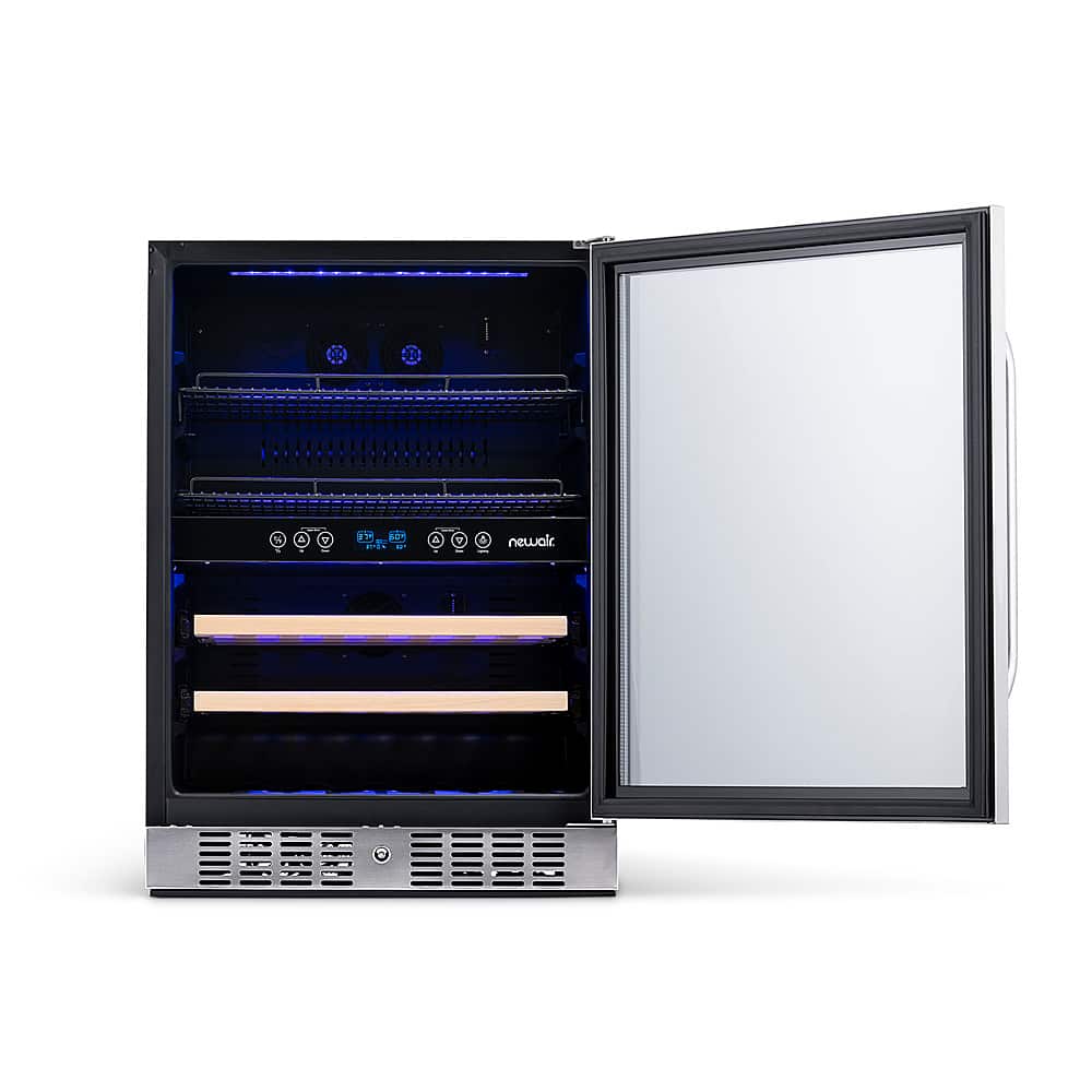 Alt View 16. NewAir - 24” Built-in Dual Zone 20 Bottle and 70 Can Wine and Beverage Fridge with SplitShelf™ and Smooth Rolling Shelves - Stainless steel.