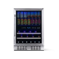 NewAir - 20 Bottle and 70 Can Dual Zone Wine and Beverage Fridge in Stainless Steel with SplitShelf™ and Smooth Rolling Shelves - Stainless steel - Angle_Zoom