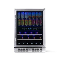 NewAir - 20 Bottle and 70 Can Dual Zone Wine and Beverage Fridge with SplitShelf™ and Smooth Rolling Shelves - Stainless steel - Angle_Zoom