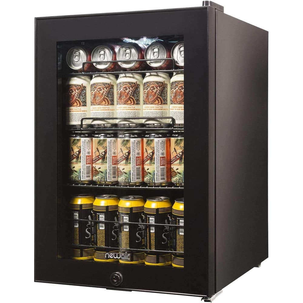 Alt View 11. NewAir - 90-Can Freestanding Beverage Fridge, Compact with Adjustable Shelves and Lock - Black.