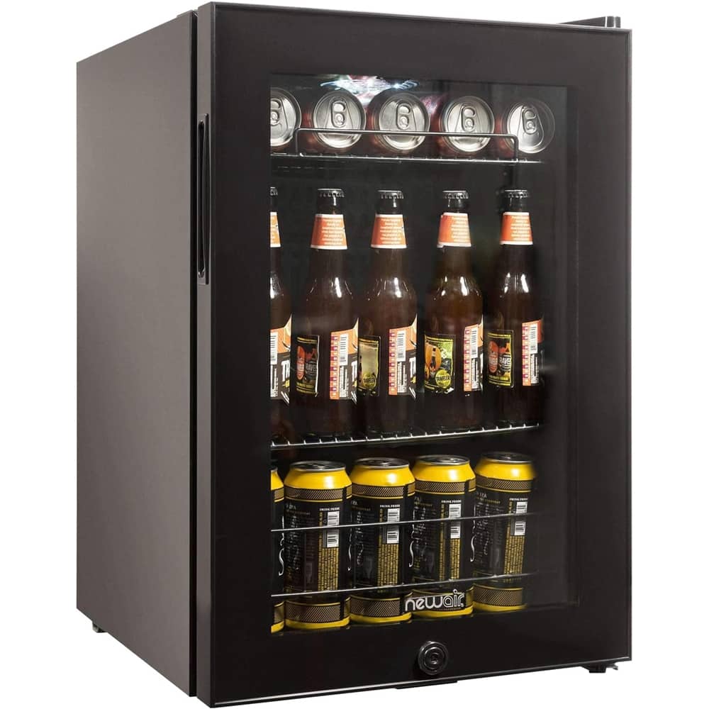 Alt View 12. NewAir - 90-Can Freestanding Beverage Fridge, Compact with Adjustable Shelves and Lock - Black.