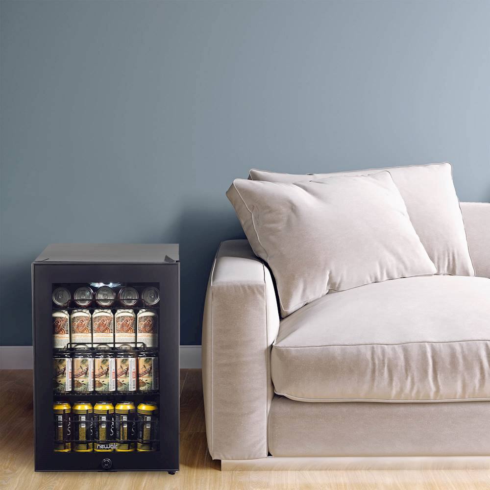 Alt View 15. NewAir - 90-Can Freestanding Beverage Fridge, Compact with Adjustable Shelves and Lock - Black.