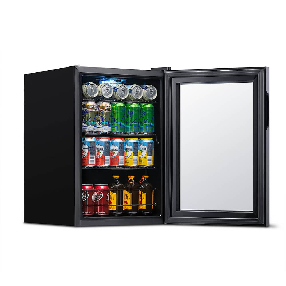Alt View 18. NewAir - 90-Can Freestanding Beverage Fridge, Compact with Adjustable Shelves and Lock - Black.