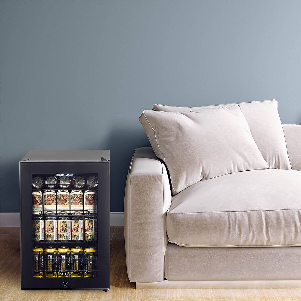 Alt View 19. NewAir - 90-Can Freestanding Beverage Fridge, Compact with Adjustable Shelves and Lock - Black.