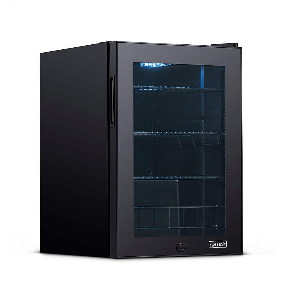 Alt View 23. NewAir - 90-Can Freestanding Beverage Fridge, Compact with Adjustable Shelves and Lock - Black.