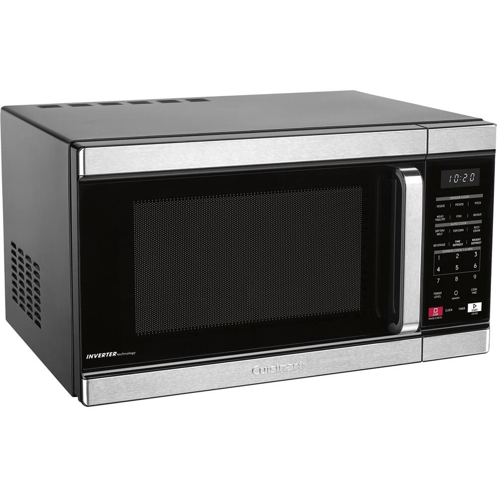 Left. Cuisinart - 1.1 Cu. Ft. Microwave with Sensor Cooking - Black Stainless Steel.