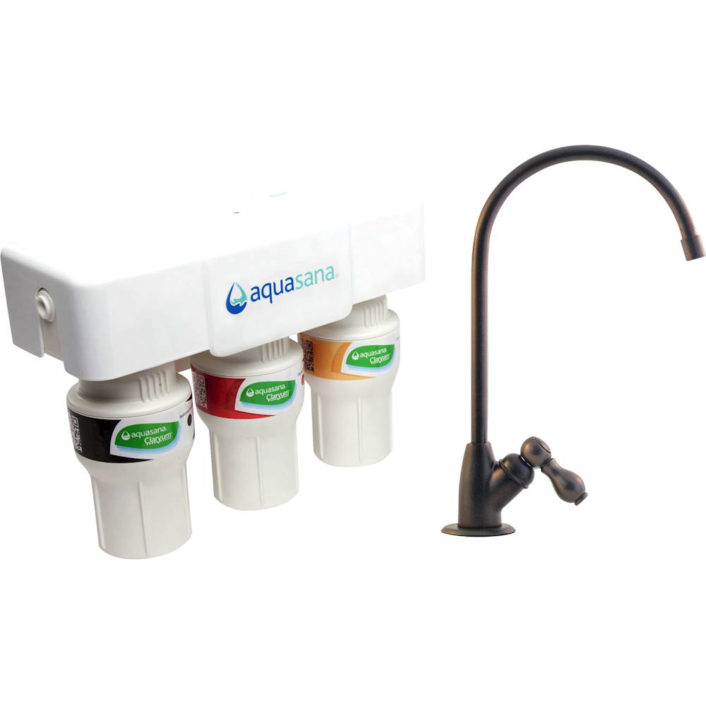 Angle View: Aquasana - Claryum 3-Stage 600 Gallon Under Sink Water Filter System with Dedicated Faucet - Oil Rubbed Bronze