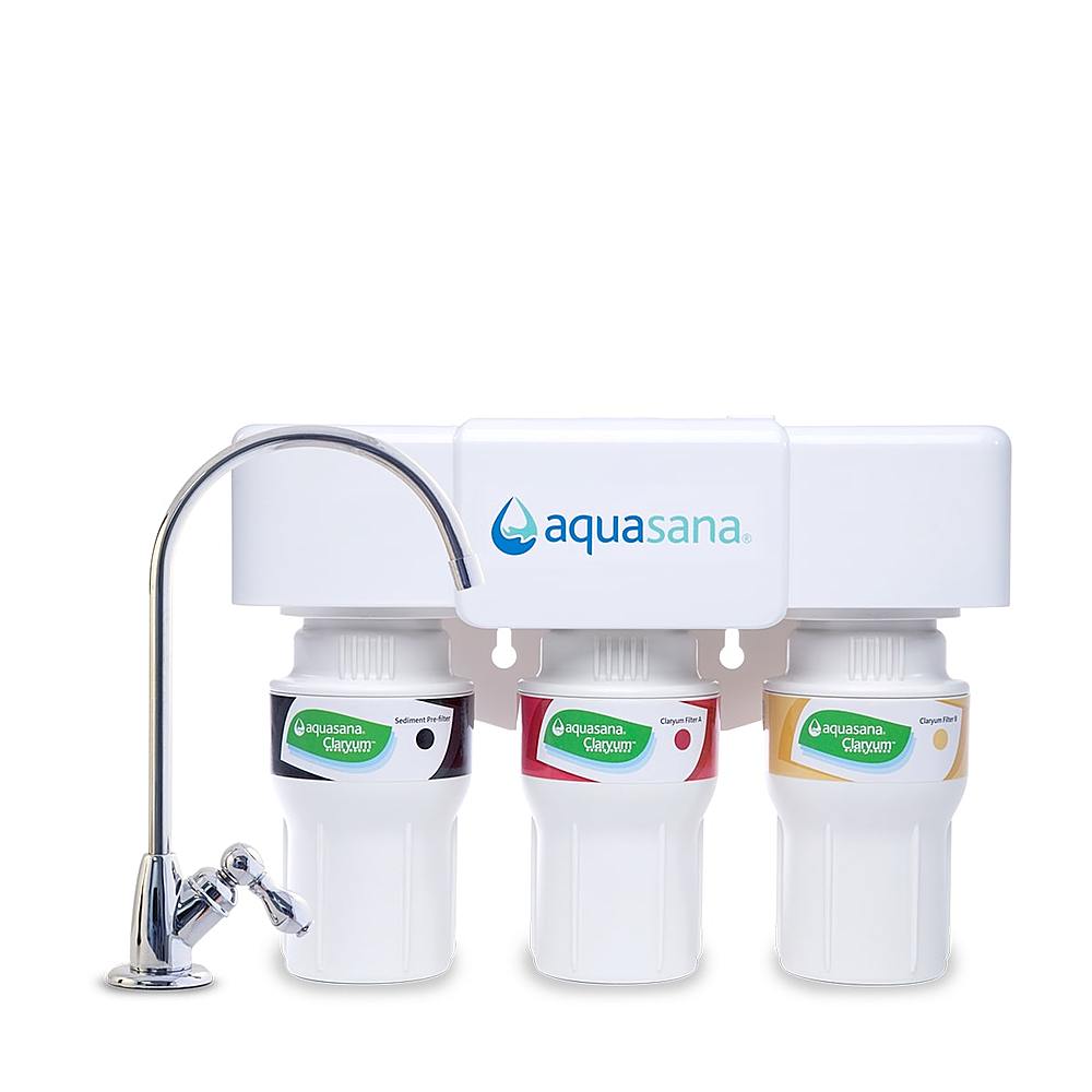 Angle View: Aquasana - Claryum 3-Stage 600 Gallon Under Sink Water Filter System with Dedicated Faucet - Chrome
