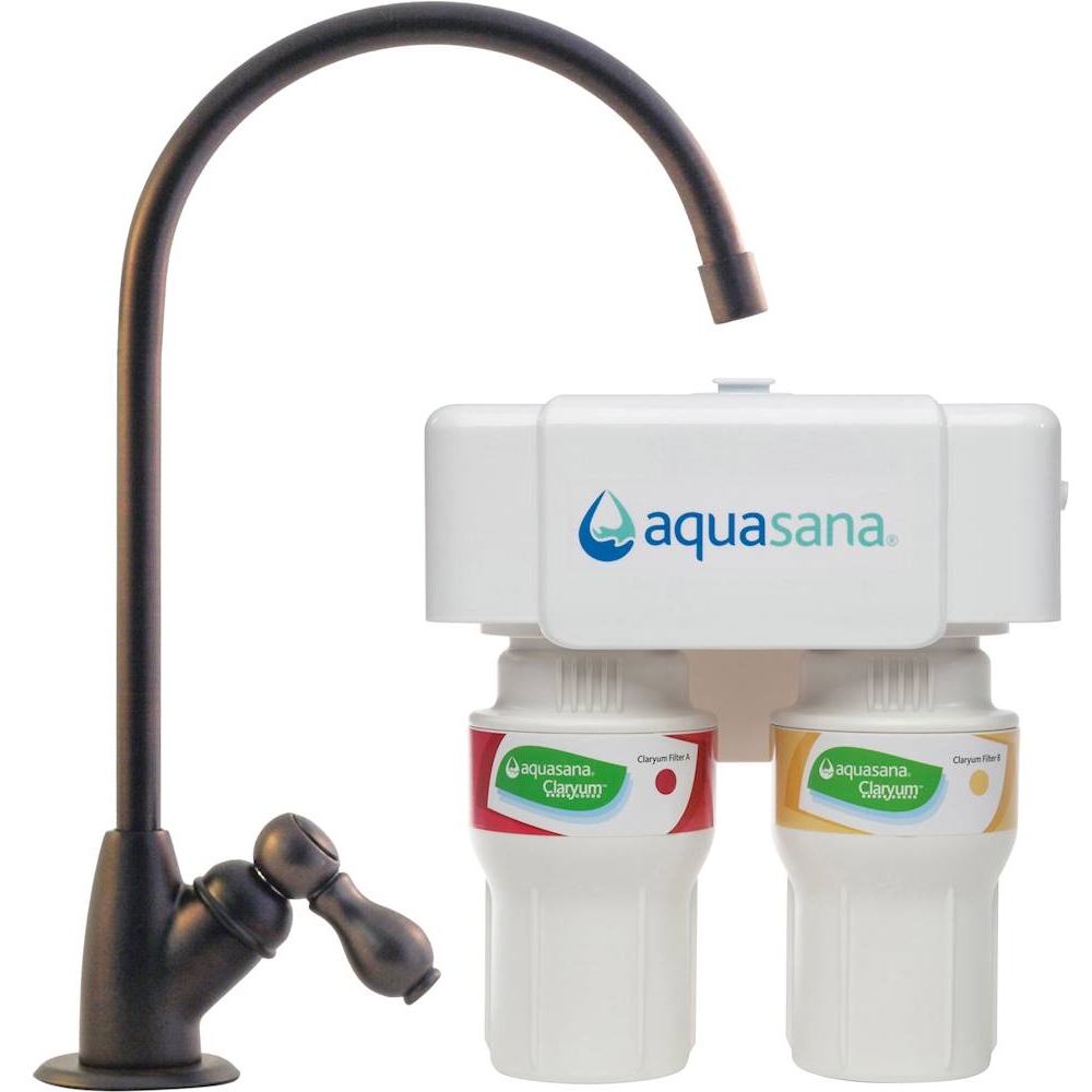 Angle View: Aquasana - Claryum® 2-Stage 500-gal. Filter Capacity Under Sink Water Filter with Dedicated Faucet - Oil Rubbed Bronze
