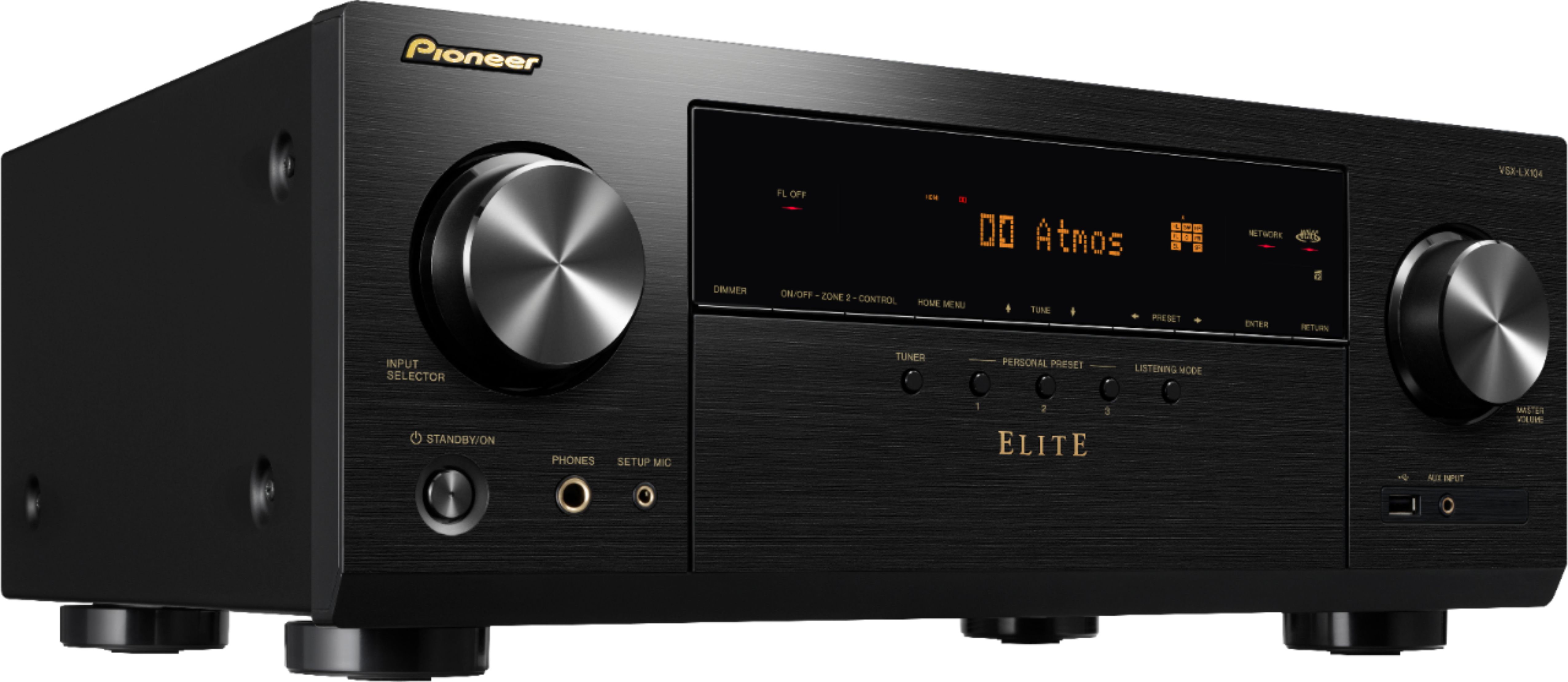 Angle View: Pioneer - Elite 9.2-Ch. Bluetooth Capable with Dolby Atmos 4K Ultra HD HDR Compatible A/V Home Theater Receiver - Black