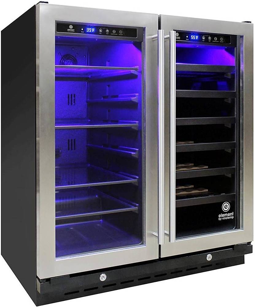 Angle View: JennAir - 45-Bottle Built-In Dual Zone Wine Cooler - Black