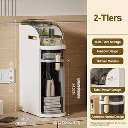 We Growing - Cabinet Narrow Slim Gap Tower Organizer,Side Rolling Unit Towel Storage with Clear Drawers for Small Space Side Rolling - White