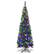 Front. Costway - 7.5ft Pre-Lit Hinged Pencil Christmas Tree 350 Multicolor Lights - Green.