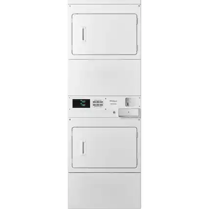 Front. Whirlpool - 7.4 Cu. Ft. Electric Dryer with Space Saving Design - White.