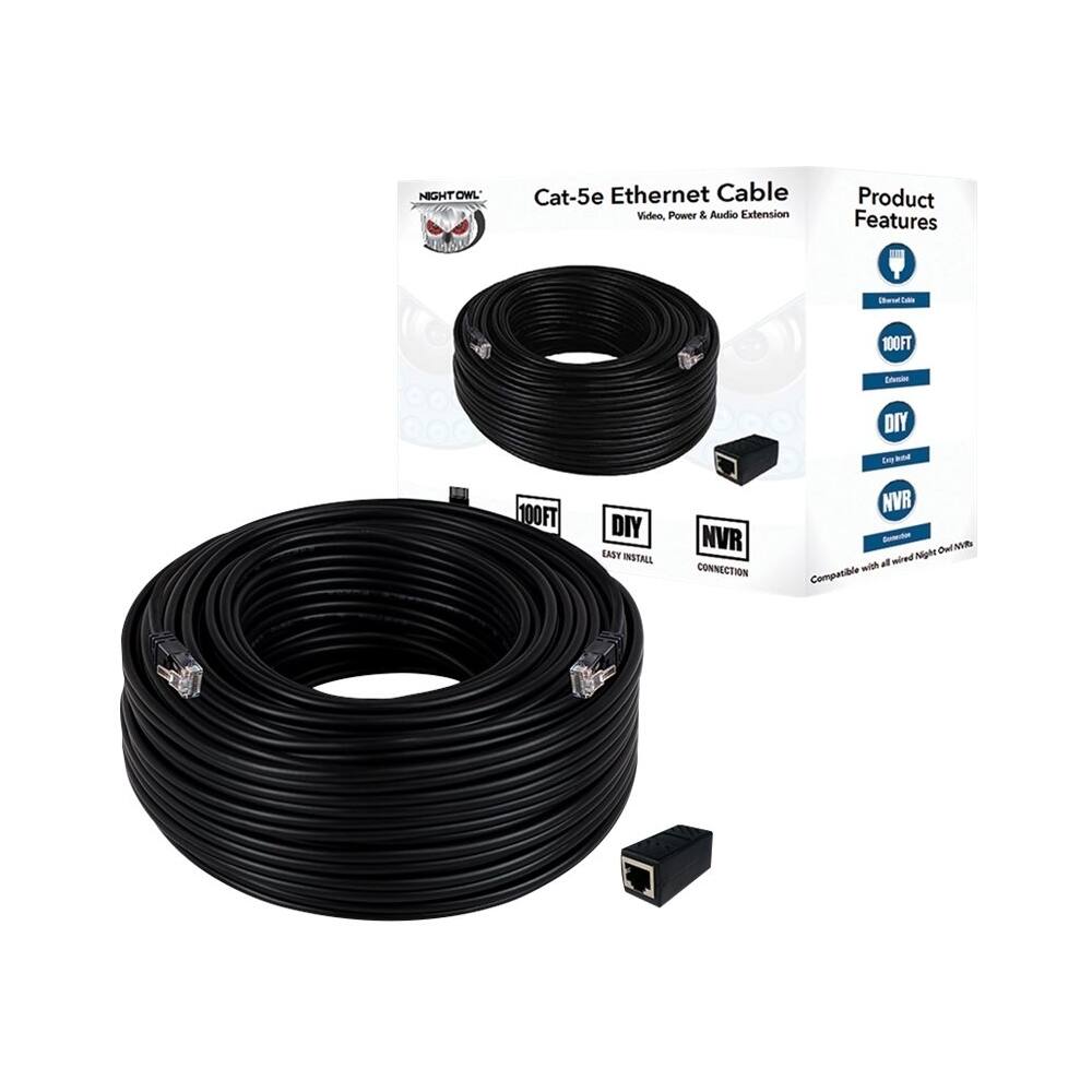 Alt View 11. Night Owl - 100 ft. Cat-5e Ethernet Cable - Black.