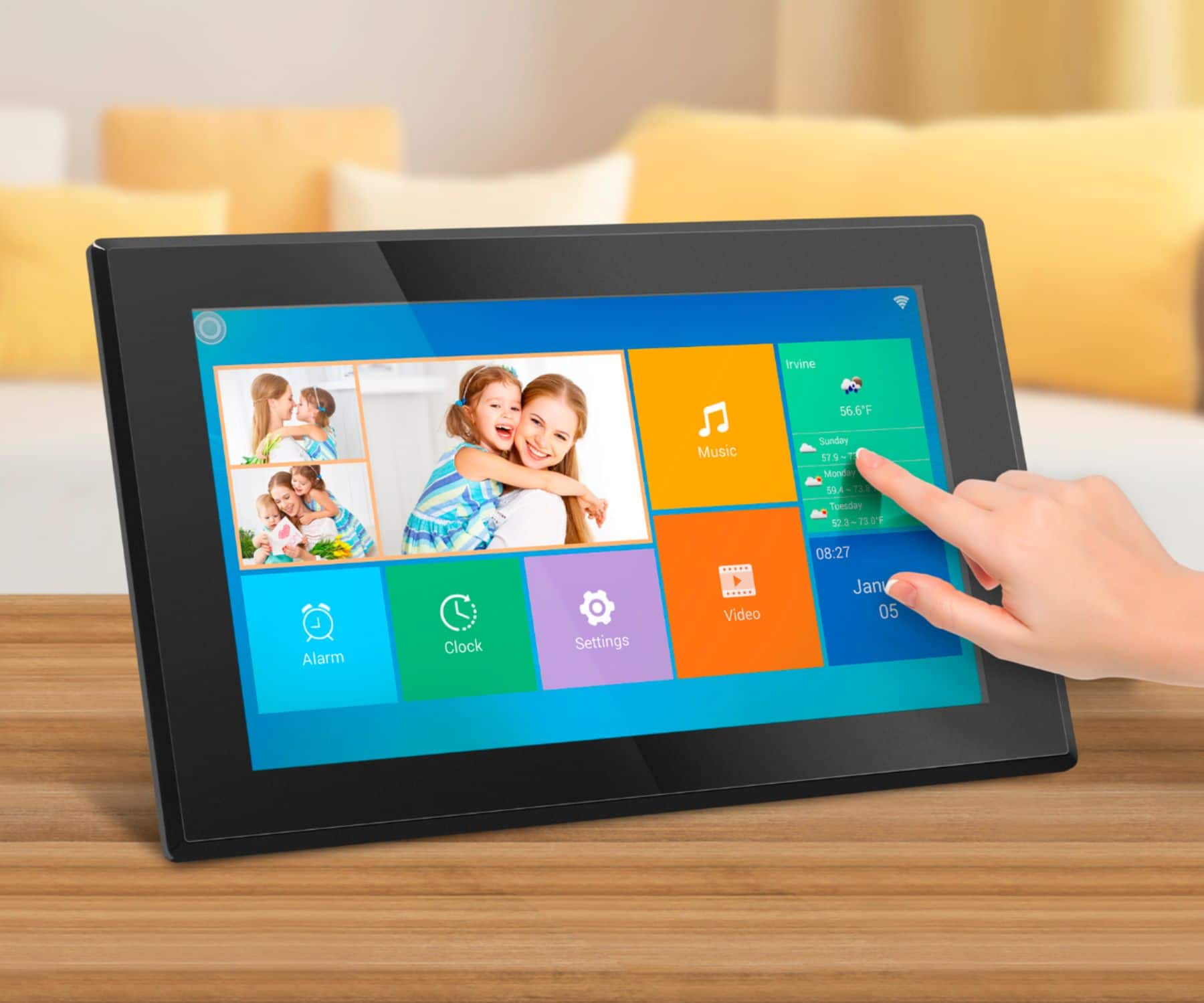 Alt View 14. Aluratek - 15.6" Touchscreen LCD Wi-Fi Digital Photo Frame.