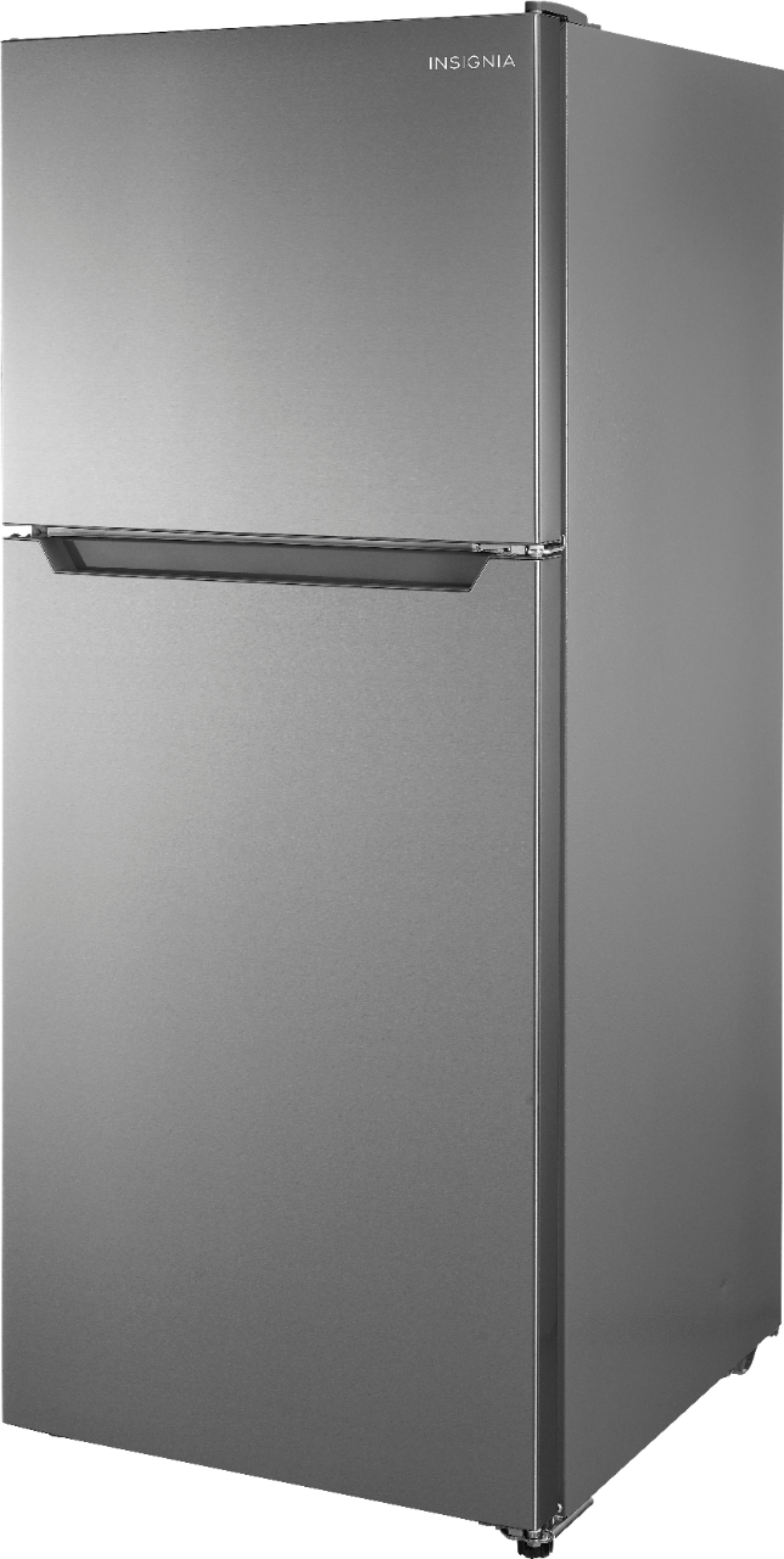 Left View: Insignia™ - 10.5 Cu. Ft. Top-Freezer Refrigerator - Stainless Steel