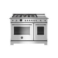 Bertazzoni - Self-Cleaning Freestanding Double Oven Dual Fuel Convection Range - Stainless Steel - Front_Zoom