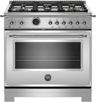 Bertazzoni - Heritage Series 5.7 Cu. Ft. Self-Cleaning Freestanding Dual Fuel Convection Range - Stainless steel - Front_Zoom