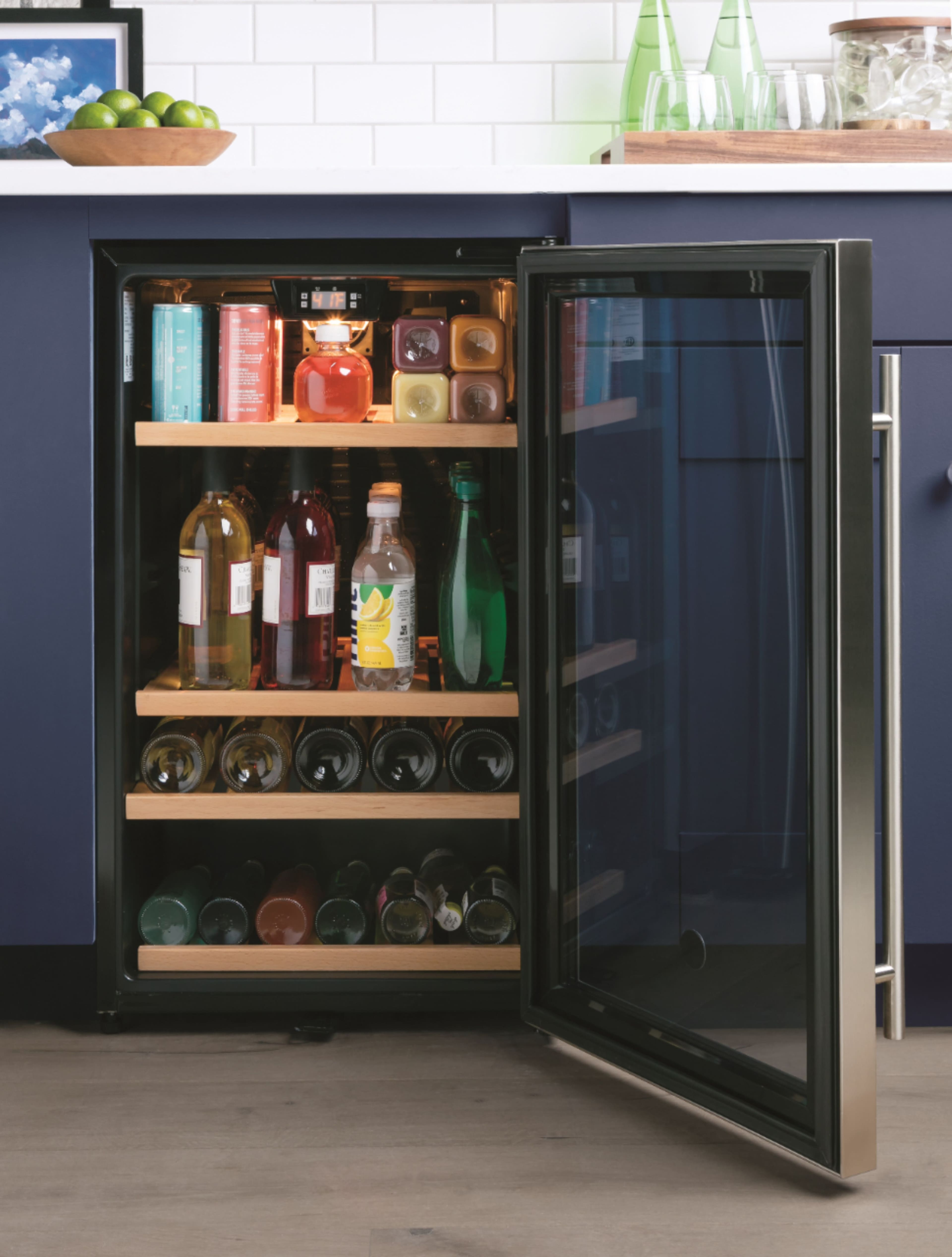 Alt View 17. GE - 109 Can / 31 Bottle Beverage and Wine Center - Stainless Steel.