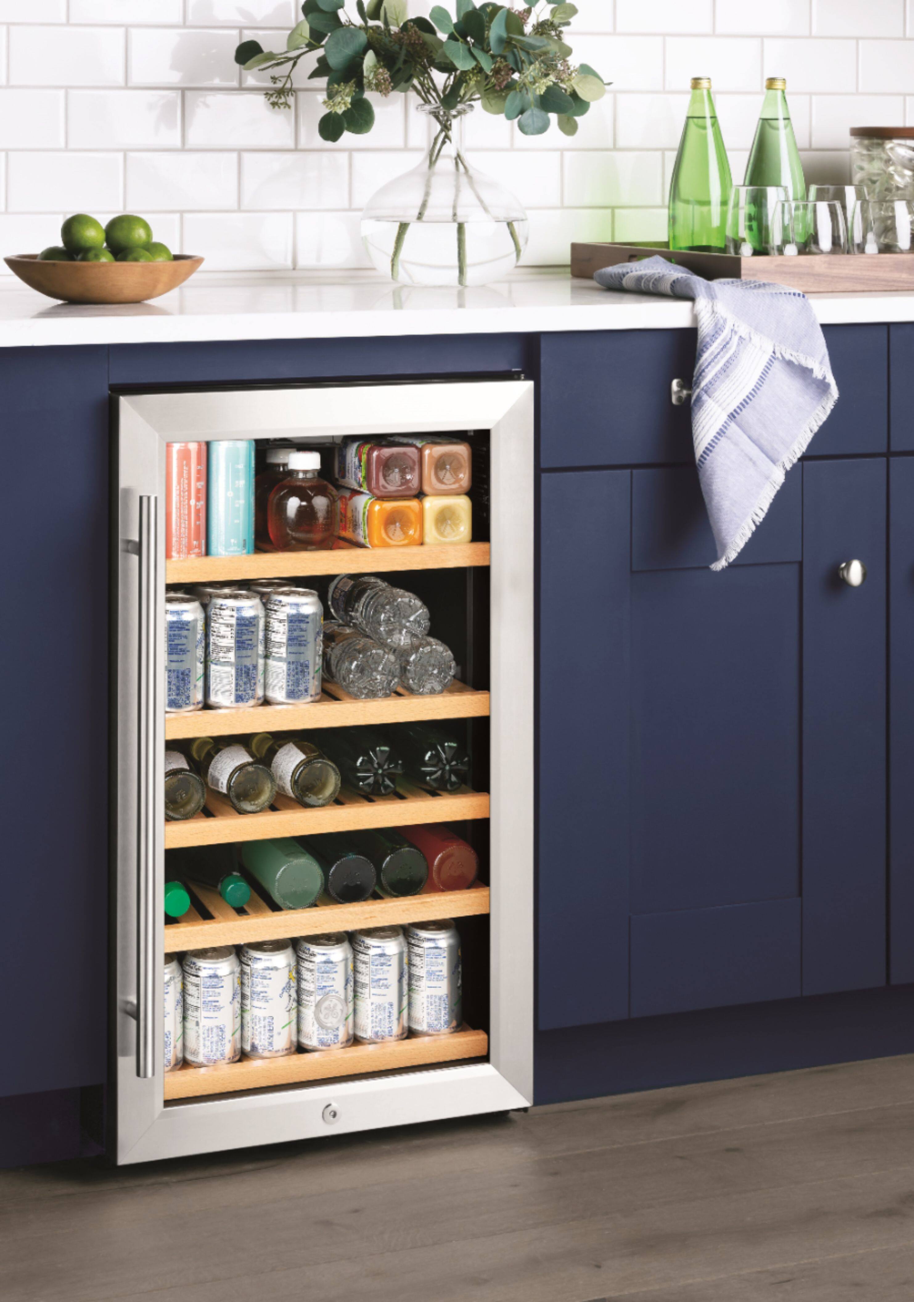 Alt View 21. GE - 109 Can / 31 Bottle Beverage and Wine Center - Stainless Steel.