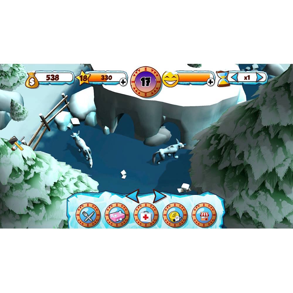 The image shows a game with a score of 538. The game has a snowy mountain setting, and there are several snowmen in the scene. The game appears to be a combination of a platformer and a puzzle game, as the player navigates through the snowy landscape while interacting with the snowmen. The game is likely designed for a mobile device, given the small size of the screen and the presence of a scoreboard.