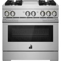 JennAir - RISE 5.1 Cu. Ft. Freestanding Dual Fuel True Convection Range with Self-Cleaning and Griddle and Steam Assist - Stainless steel - Front_Zoom