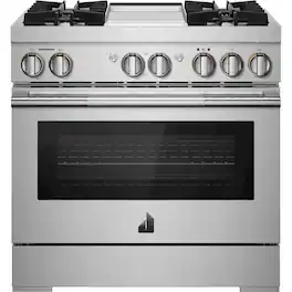 JennAir - RISE 5.1 Cu. Ft. Freestanding Dual Fuel True Convection Range with Self-Cleaning and Griddle and Steam Assist - Stainless Steel
