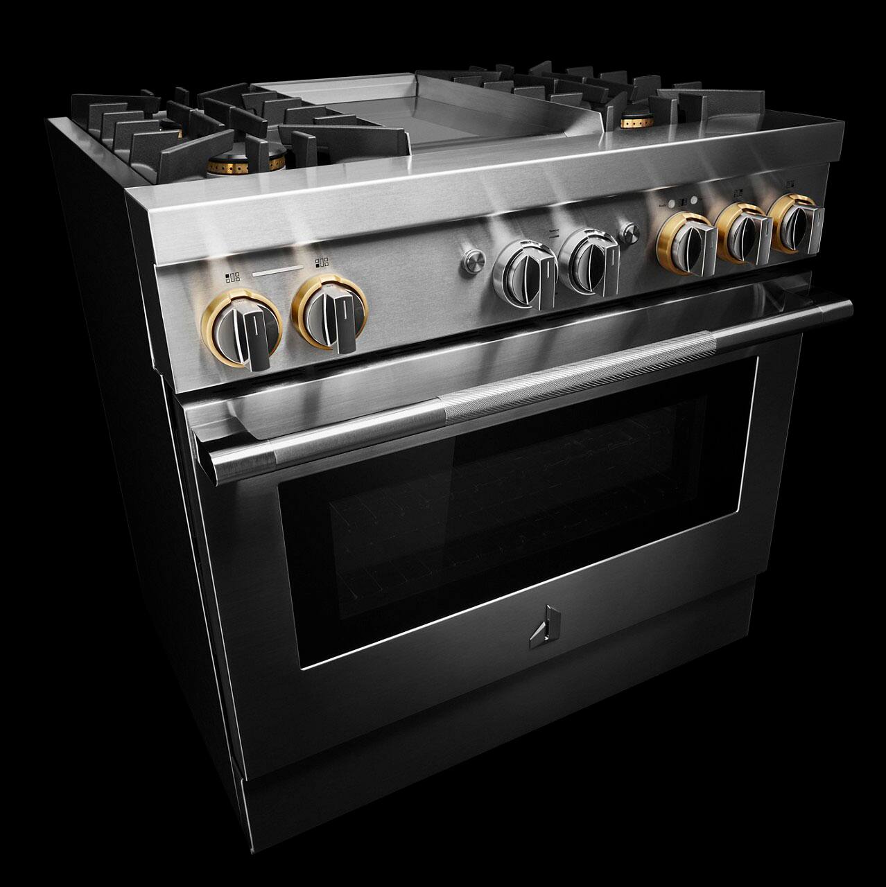 Alt View 22. JennAir - RISE 5.1 Cu. Ft. Freestanding Dual Fuel True Convection Range with Self-Cleaning and Griddle and Steam Assist - Stainless Steel.