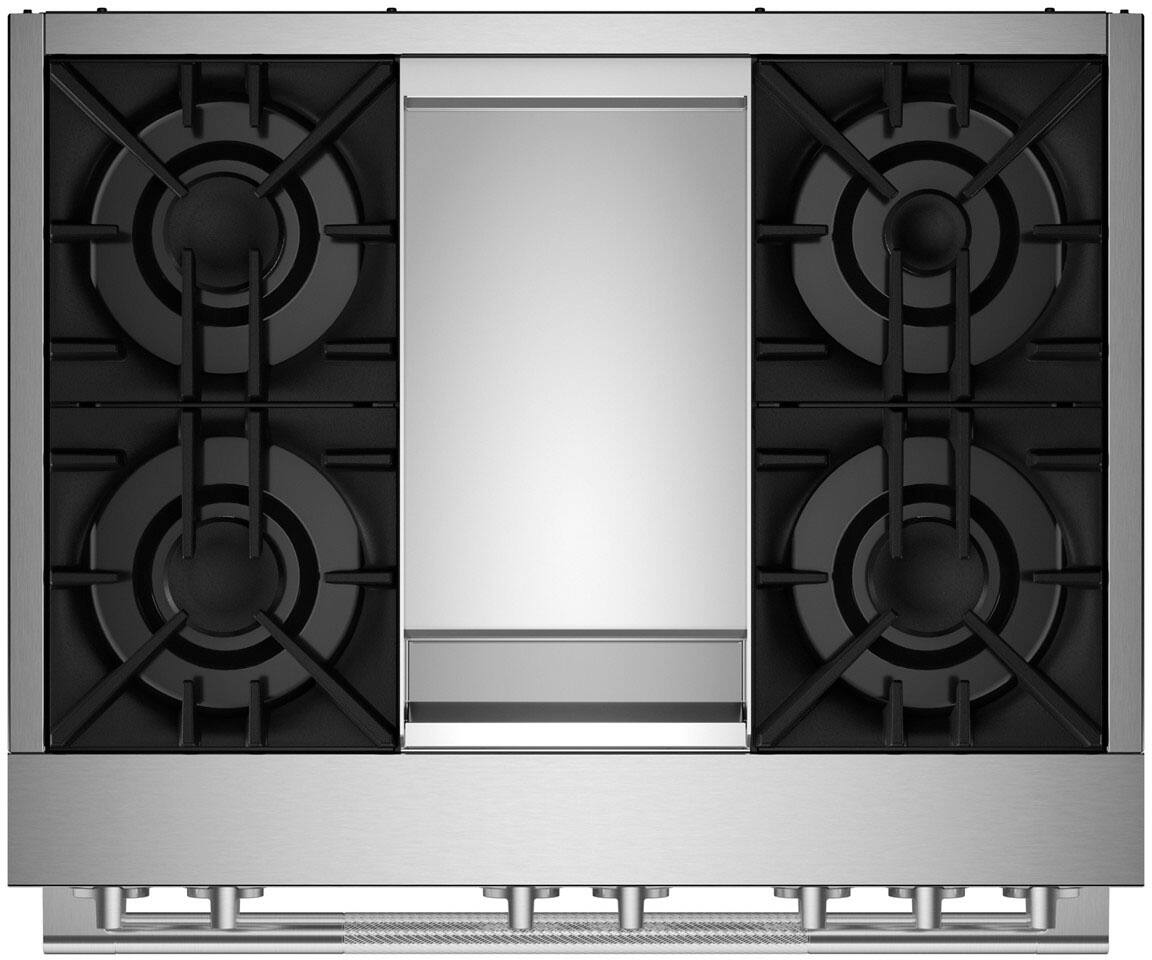 Alt View 12. JennAir - RISE 5.1 Cu. Ft. Freestanding Dual Fuel True Convection Range with Self-Cleaning and Griddle and Steam Assist - Stainless Steel.