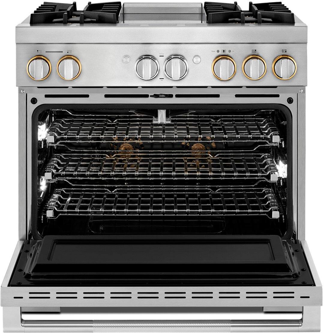 Alt View 21. JennAir - RISE 5.1 Cu. Ft. Self-Cleaning Freestanding Dual Fuel Convection Range - Stainless steel.
