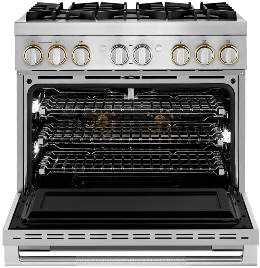 Alt View 18. JennAir - RISE 5.1 Cu. Ft. Self-Cleaning Freestanding Dual Fuel Convection Range - Stainless steel.