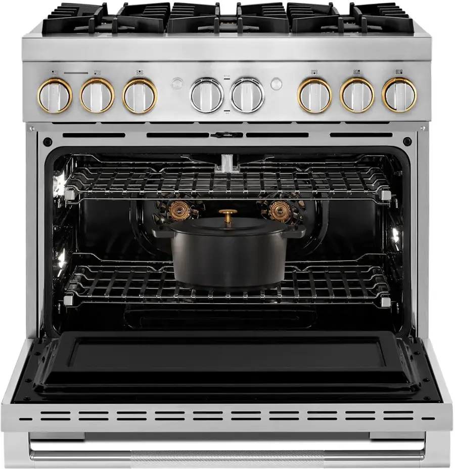 Alt View 19. JennAir - RISE 5.1 Cu. Ft. Self-Cleaning Freestanding Dual Fuel Convection Range - Stainless steel.