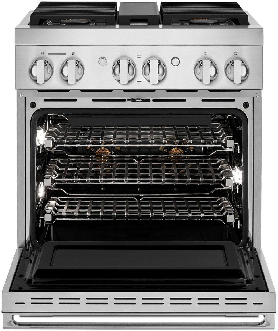 Alt View 21. JennAir - NOIR 4.1 Cu. Ft. Self-Cleaning Freestanding Dual Fuel Convection Range - Stainless steel.
