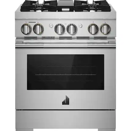 Front. JennAir - RISE 4.1 Cu. Ft. Self-Cleaning Freestanding Dual Fuel Convection Range - Stainless steel.