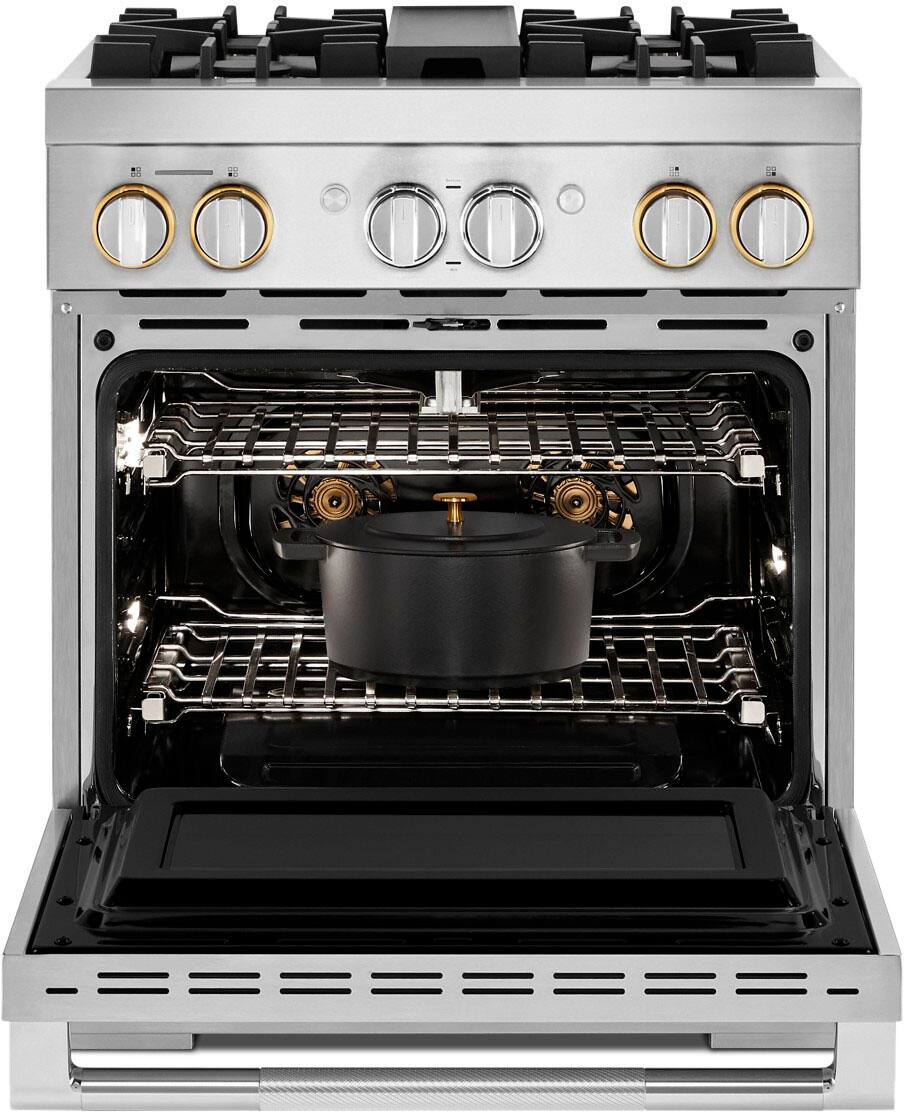 Alt View 16. JennAir - RISE 4.1 Cu. Ft. Self-Cleaning Freestanding Dual Fuel Convection Range - Stainless steel.