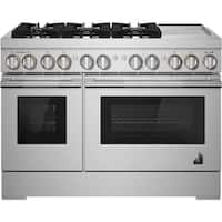 JennAir - RISE 6.3 Cu. Ft. Freestanding Double Oven Dual Fuel True Convection Range with Self-Cleaning and Griddle - Stainless steel - Front_Zoom