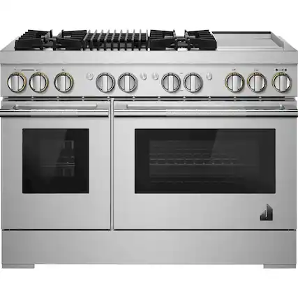 Front. JennAir - RISE 6.3 Cu. Ft. Self-Cleaning Freestanding Dual Fuel Convection Range - Stainless steel.