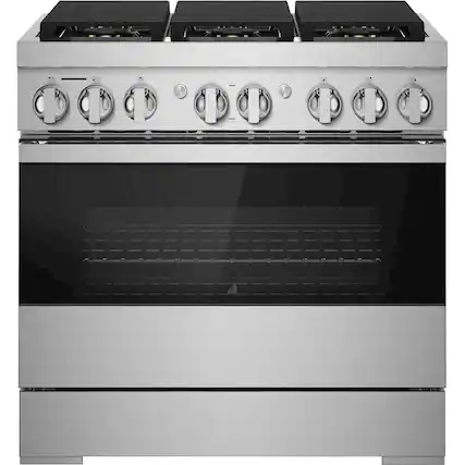 Front. JennAir - NOIR 5.1 Cu. Ft. Self-Cleaning Freestanding Dual Fuel Convection Range - Stainless steel.