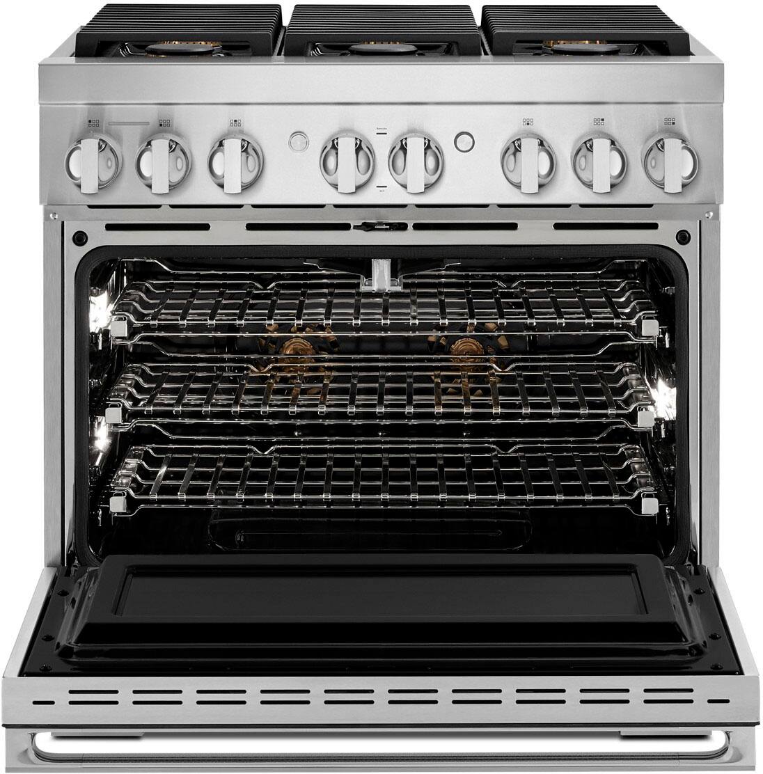 Alt View 19. JennAir - NOIR 5.1 Cu. Ft. Self-Cleaning Freestanding Dual Fuel Convection Range - Stainless steel.