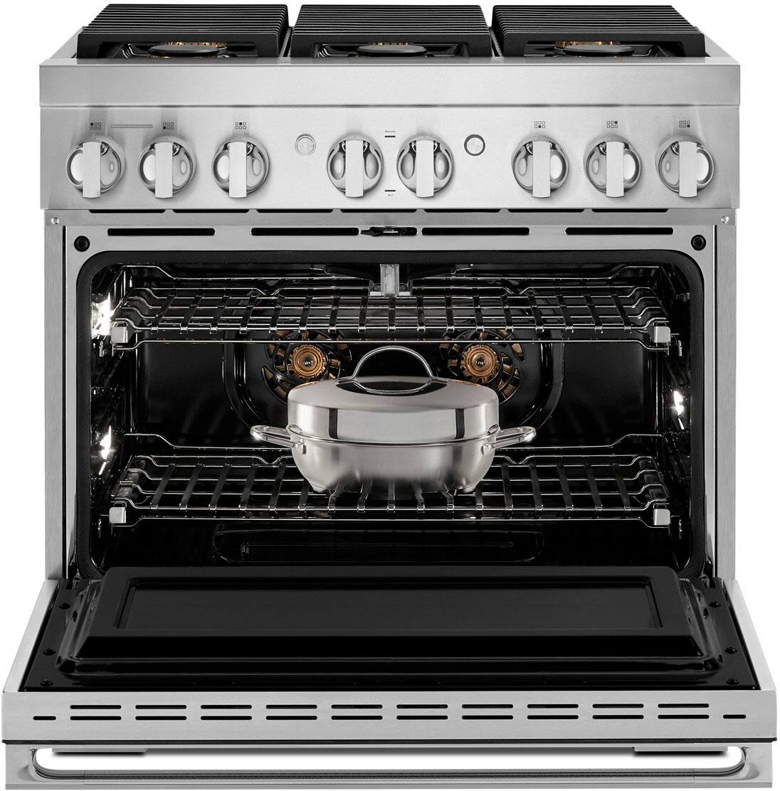 Alt View 20. JennAir - NOIR 5.1 Cu. Ft. Self-Cleaning Freestanding Dual Fuel Convection Range - Stainless steel.