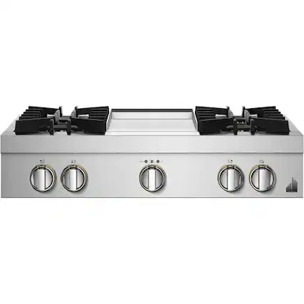 Front. JennAir - RISE 36" Built-In Gas Cooktop - Stainless steel.