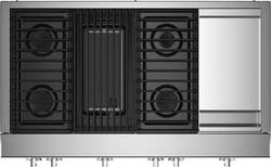 JennAir - NOIR 48" Built-In Gas Cooktop with Grill and Griddle - Stainless Steel - Front_Zoom